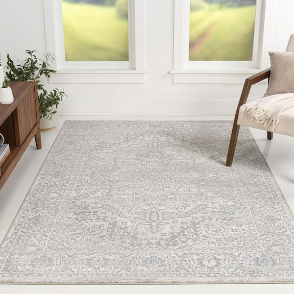 Modern 8 ft. x 10 ft. Persian Vintage Medallion CreamArea Rug