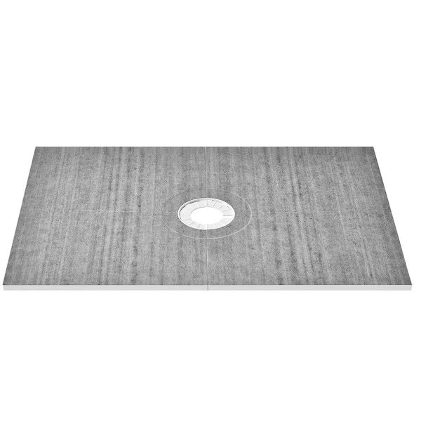 Shower Curb Kit, 48 in. x 72 in. Shower Kit with PVC Flange 6.3" Central Drain, Lightweight EPS Shower Installation Kits