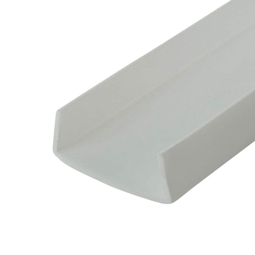 Outwater 1/2 in. D x 1-1/4 in. W x 72 in. L White Styrene Plastic U-Channel Moulding Fits 1-1/4 in. Board, (18-Pack)