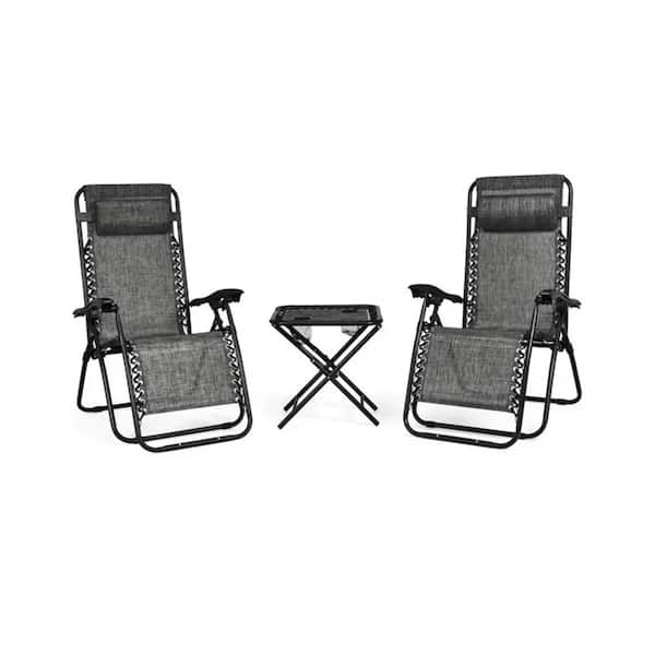 Cubilan Gray 3-Piece Metal Outdoor Lounge Chair without Sunshade without Cushion