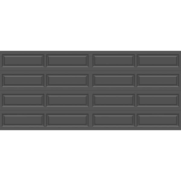 Classic Steel Long Panel 16 ft. x 7 ft. Insulated 18.4 R-Value  Charcoal Garage Door without windows
