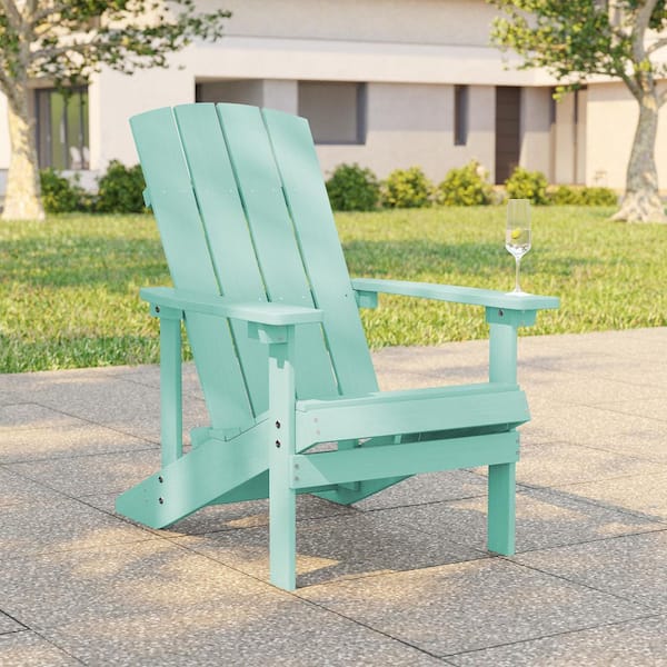 Recycled Plastic Weather-Resistant Outdoor Patio Adirondack Chair in Green