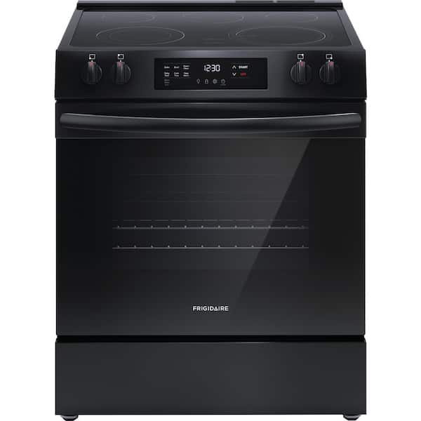 Frigidaire 30 in. 5-Element Slide-In Front Control Electric Range with Steam Clean in Black