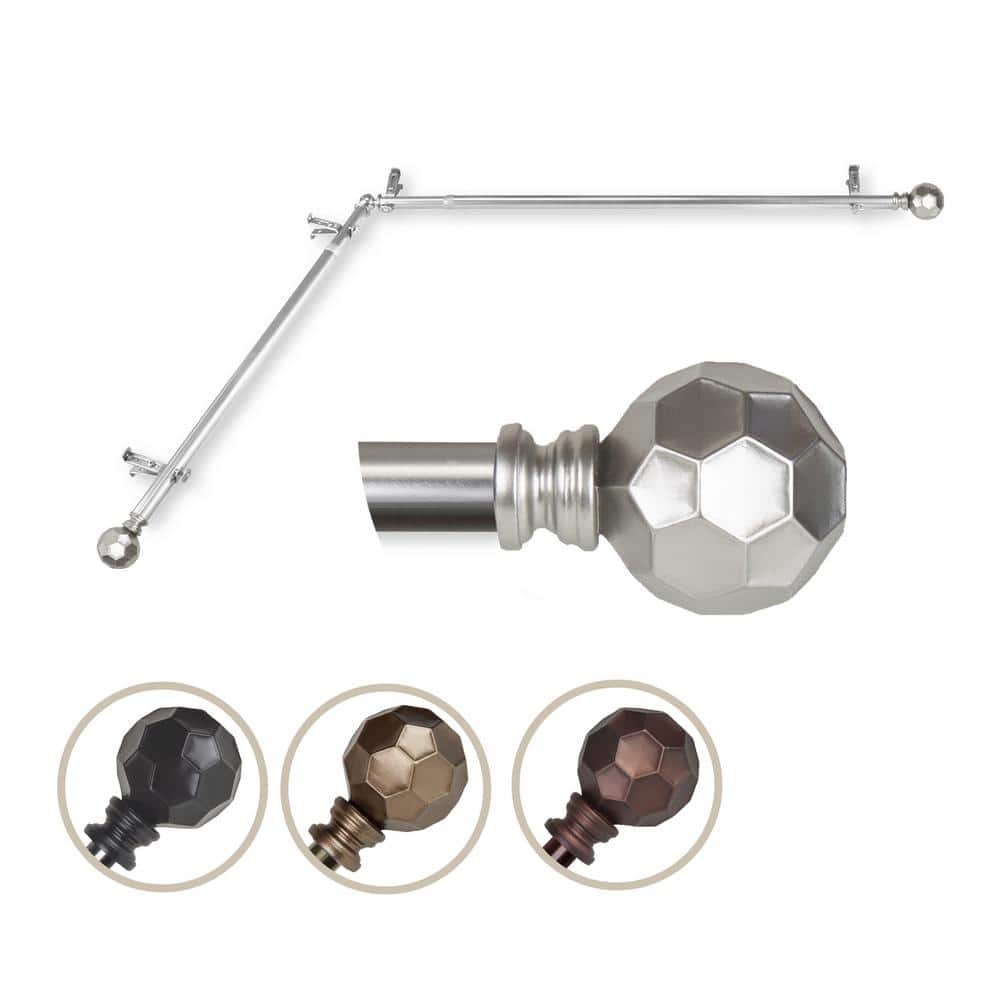 "13/16"" Dia Adjustable Corner Window Single Curtain Rod 120 to 170"" (each side) in Satin Nickel with Elliana Finials" price history on PriceWatchPro