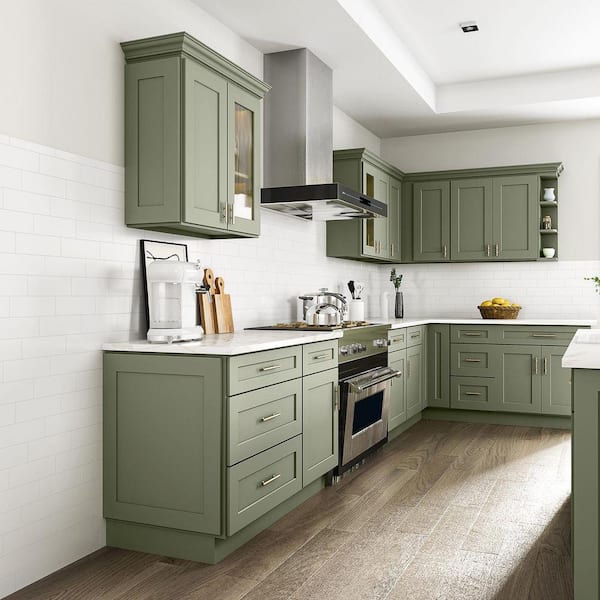 Sinber 23.5 in. W x 0.7 in. D x 28.5 in. H in Sage Green Shaker