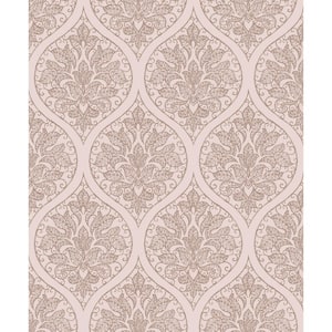 Emporium Collection Pink Ogee Embossed Metallic Finish Non-woven Wallpaper Roll
