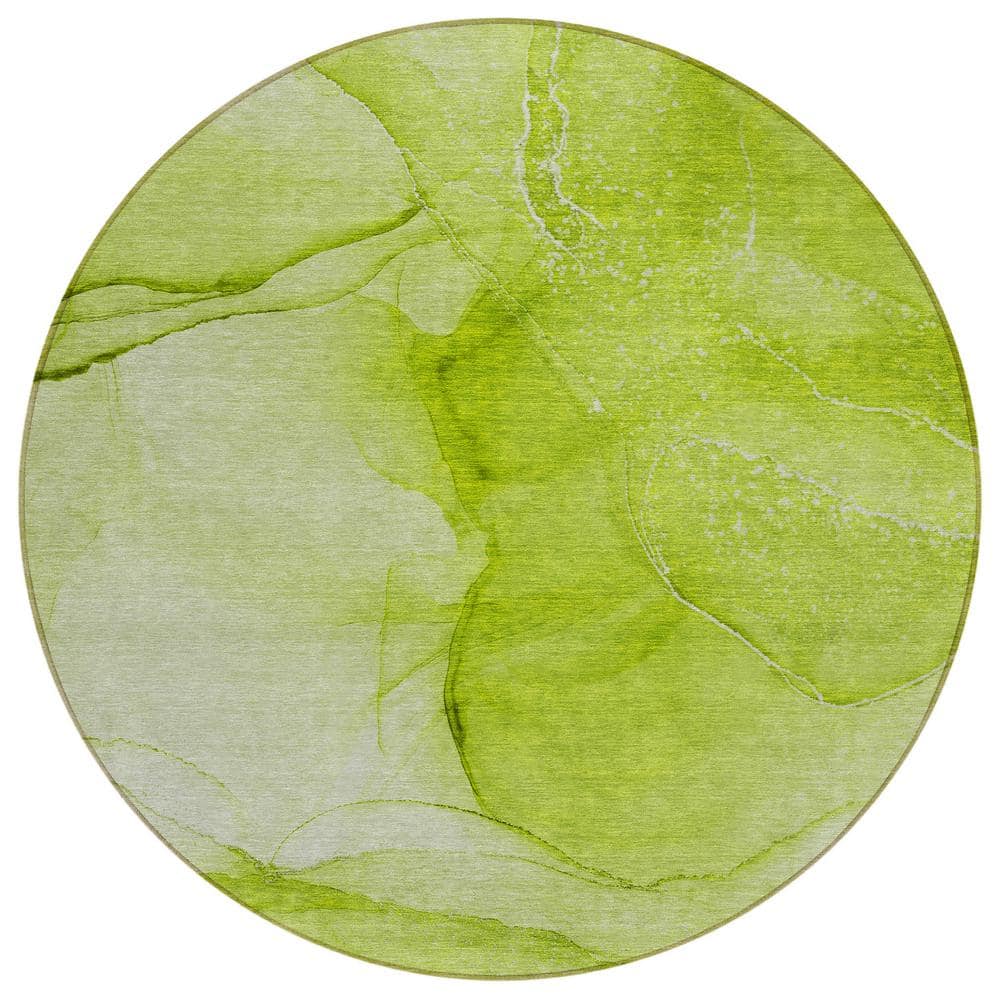 Chantille ACN507 Green 8 ft. x 8 ft. Round Machine Washable Indoor/Outdoor 