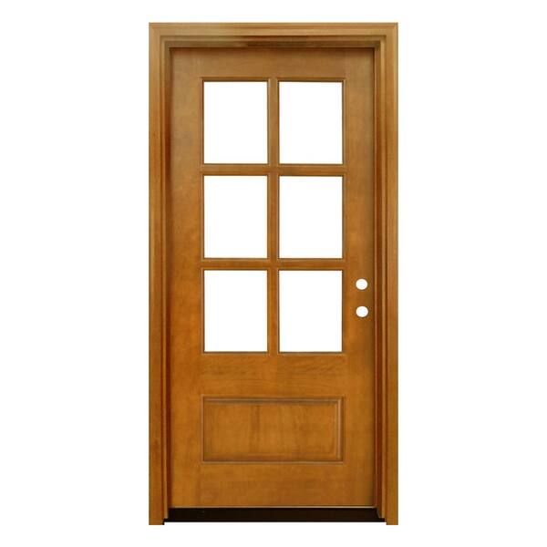 Steves & Sons 36 in. x 80 in. Craftsman Savannah 6 Lite Left-Hand Inswing Autumn Wheat Mahogany Wood Prehung Front Door