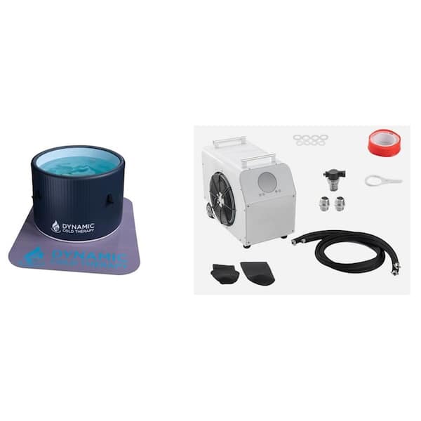 Maxxus Dynamic Series 1-Person 1-Jet Round Cold Plunge Tub, Chills and Heats w/ Dual Filter System with Cover and Ground Mat