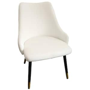 White, Black and Gold Fabric Metal Frame Dining Chair (Set of 2)