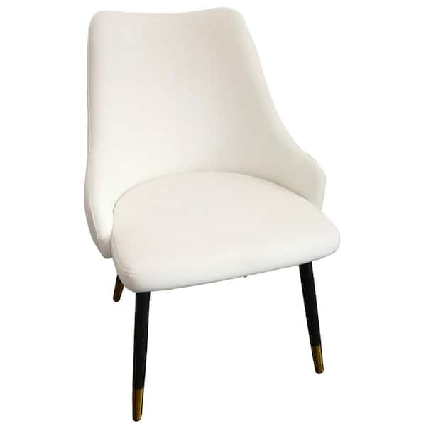 Benjara White, Black and Gold Fabric Metal Frame Dining Chair (Set of 2)