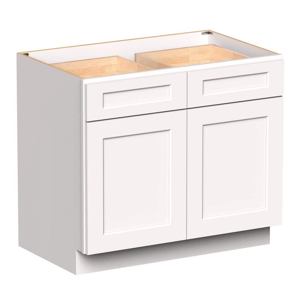 39in. W x 24in. D x 34.5in. H HDF Ready to Assemble Standard Base Cabinet Kitchen Cabinet in White w/ 2 Drawers& 2 Doors price history on PriceWatchPro