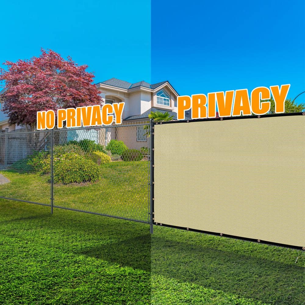 Beige 5' x 25' HDPE Privacy Fence Screen with Grommets