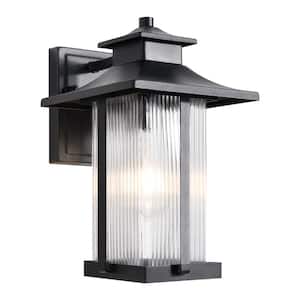 Hawaii Sand Black/Black 14.2 in. H Hardwired Outdoor Wall Lantern Sconce