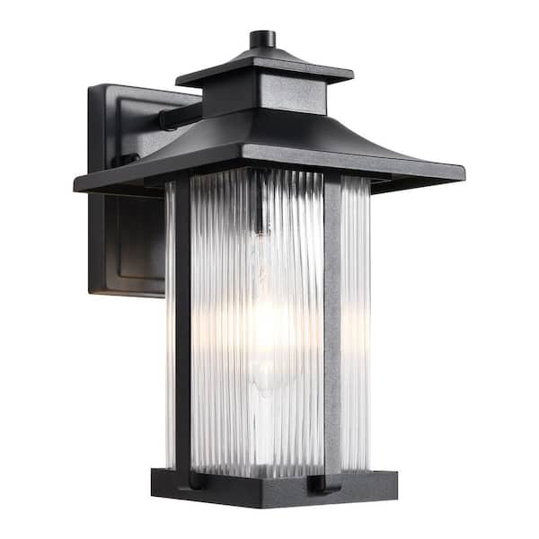 Maxax Hawaii Sand Black/Black 14.2 in. H Hardwired Outdoor Wall Lantern Sconce