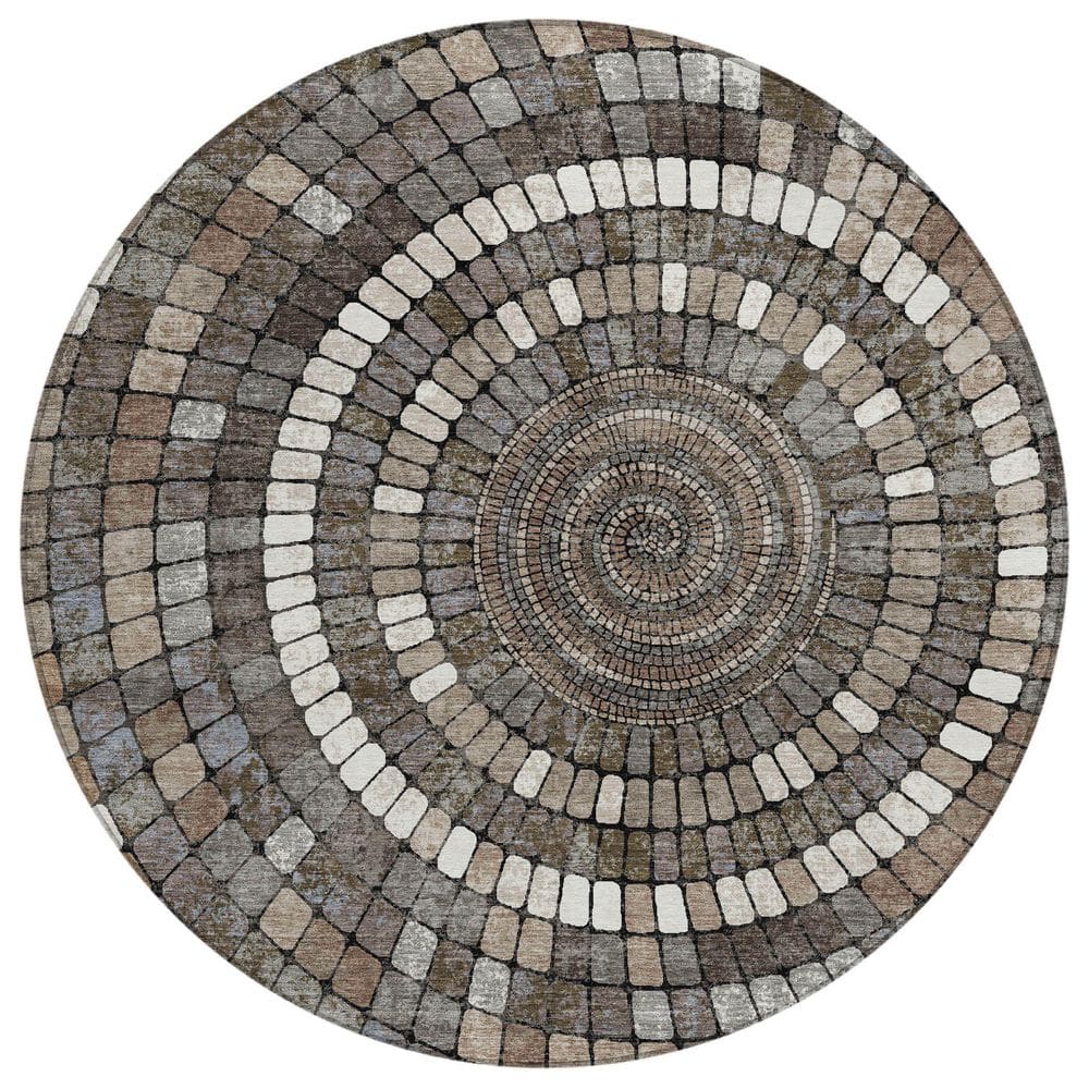 Chantille Machine Washable Indoor/Outdoor Abstract ACN2216 Brown 8 ft. x 8 ft. Area Rug price history on PriceWatchPro
