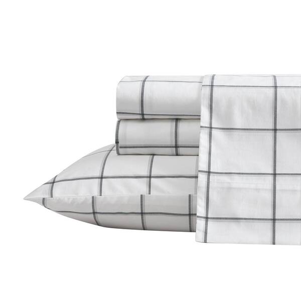 Nautica Plot 3-Piece Black Cotton Twin XL Sheet Set