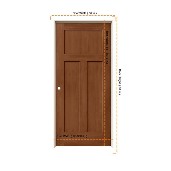 JELD-WEN 36 in. x 80 in. Craftsman Hazelnut Stain Right-Hand Solid
