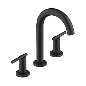 Parma 8 in. Widespread Double Handle Bathroom Faucet 1.2 GPM with Metal Touch Down Drain in Satin Black