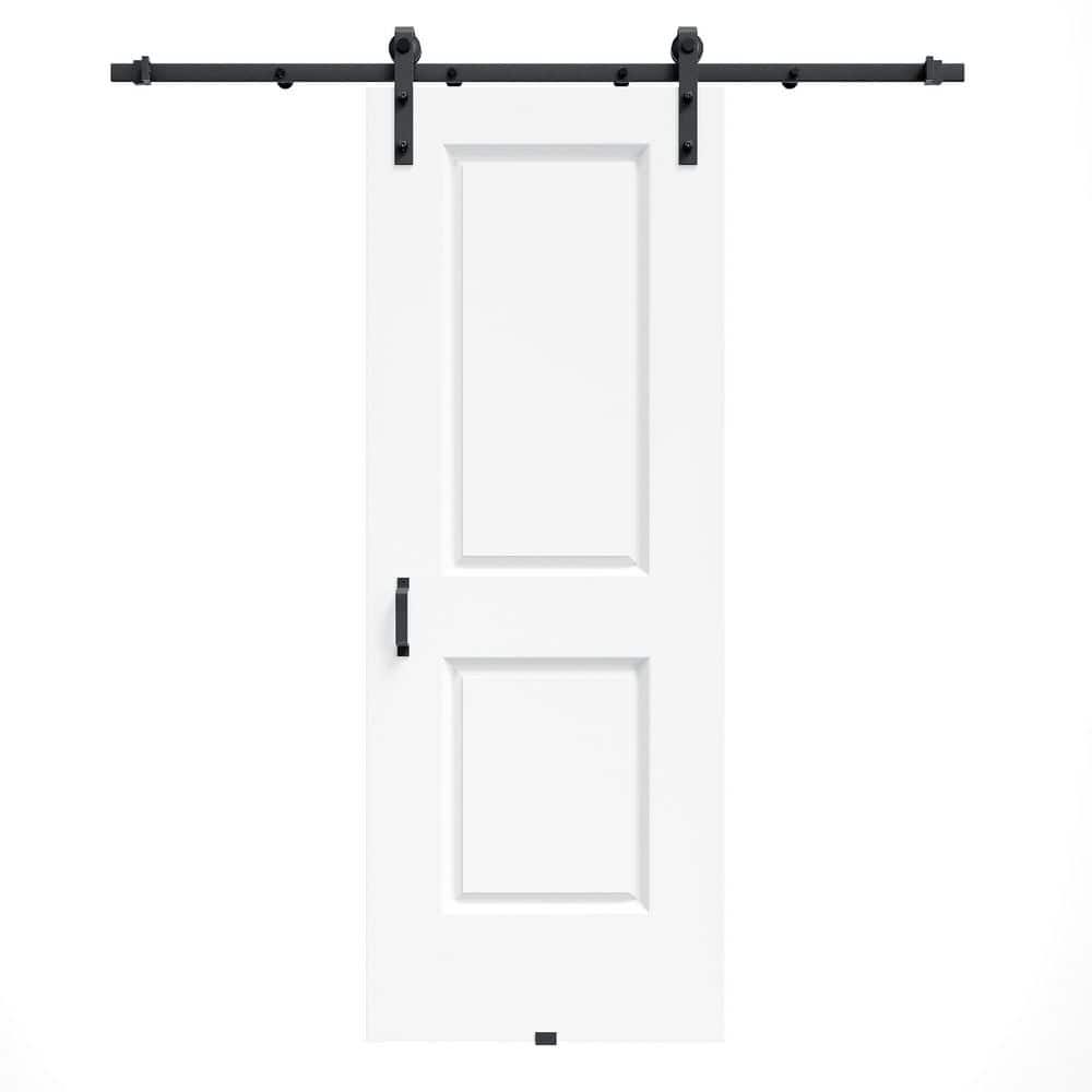32 in. x 80 in. 2-Panel White Primed Solid Core MDF Easy Install Interior Sliding Barn Door with Hardware Kit and Handle price history on PriceWatchPro
