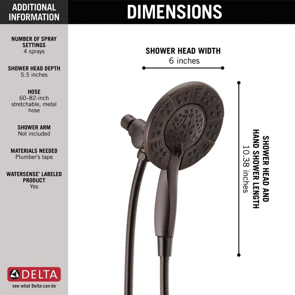 Venetian Bronze 4-Setting Dual Shower Head with Handheld Spray