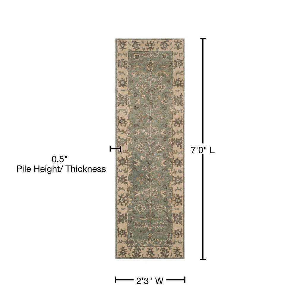 Handmade Slate and Cream Wool Tufted Runner Rug