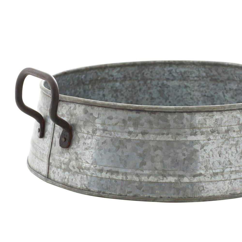 Set of 3 Gray Metal Farmhouse Decorative Trays