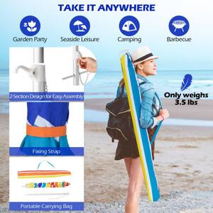 6.5 ft. Outdoor Beach Umbrella in Multicolor without Weight Base with Carry Bag