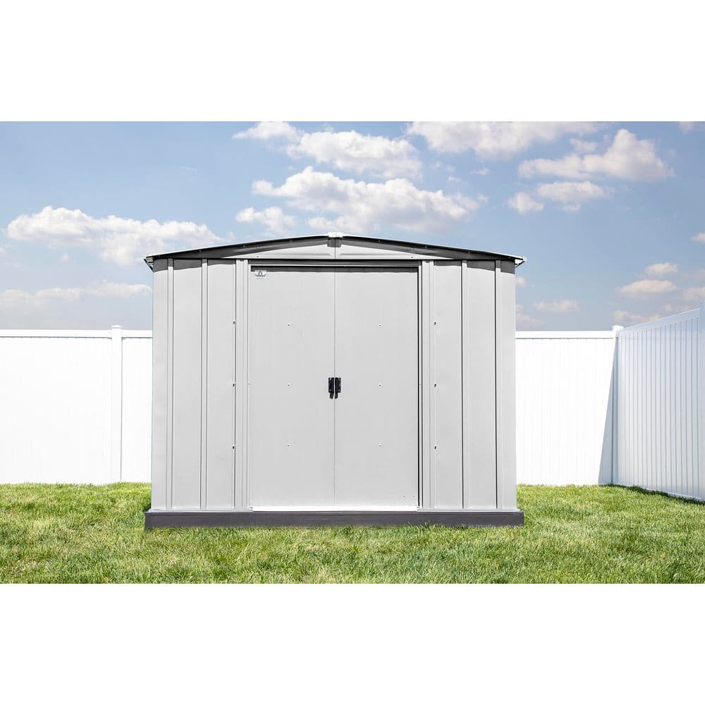 8 ft. x 8 ft. Flute Grey Steel Storage Shed with Sliding Doors