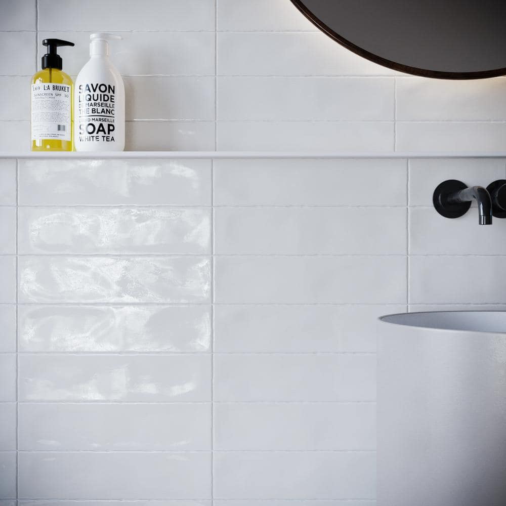 White Polished Ceramic Subway Wall Tile 3x12