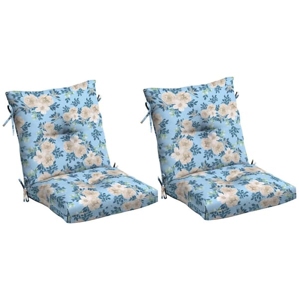 Plush Modern Tufted Polyfill Dining Chair Cushion 2-Pack 21 x 40 Arden x Alexandra Kay Collection, Backroad Blossom Blue
