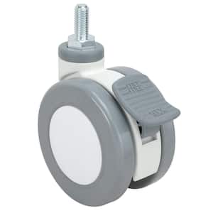 3-15/16 in. (100 mm) Gray and White Braking Swivel Stem Caster with 176 lb. Load Rating