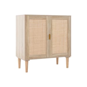 Natural Rattan/Wicker 31.5 in. Sideboard with Console Table, Liquor/Accent Storage