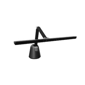 25.7 in. Black Powder-Coated Paint Finish Dimmable LED with Light Sensor and Eco Timer Adjustable Arm Piano Lamp