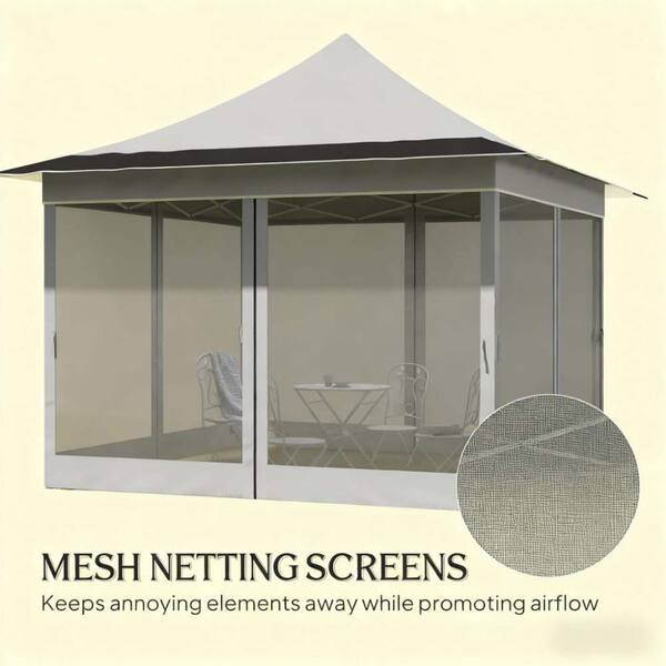 11.7 ft. x 11.7 ft. Light Gray Outdoor Pop-Up Canopy Canopy Tent