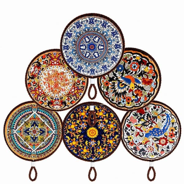 6 Piece 6.7 in. Ceramic Trivets for Hot Pots and Pans, Portable Hanging Hot Dish Mat for Kitchen Countertop, Table