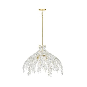 Jalore 4-Light Distressed White Organic Chandelier with Iron Shade