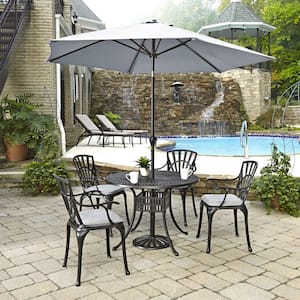 Grenada Charcoal Gray 42 in. 5-Piece Cast Aluminum Round Outdoor Dining Set