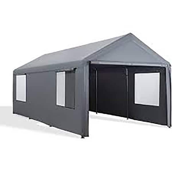 Unbranded 10 ft. W x 20 ft. D x 9 ft. H Carport, Heavy-Duty Portable Carport Garage Tent for Outdoor Storage Shelter, Gray
