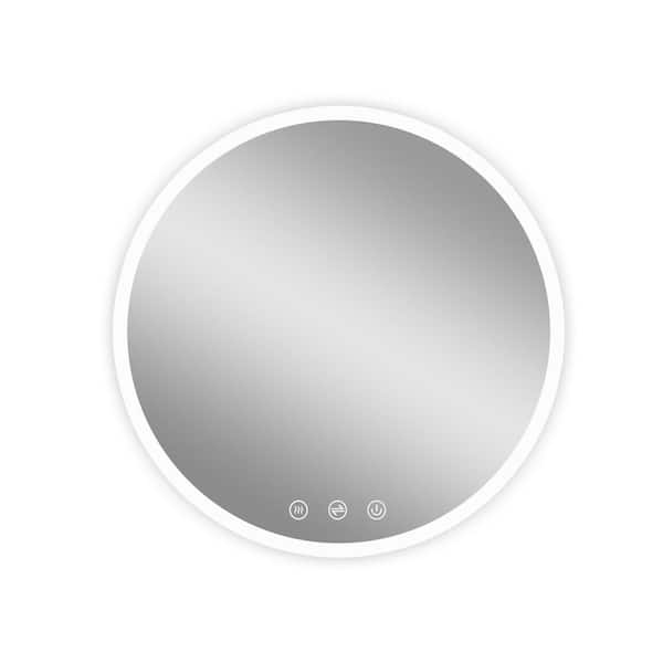 Unbranded Chrome 32 in. W x 32 in. LED Modern Aluminum Alloy Frameless Round Wall Mirror