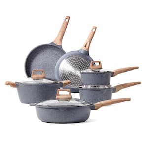 10-Pieces Gray Granite Induction Non-Stick Cookware Set with Bakelite Handle
