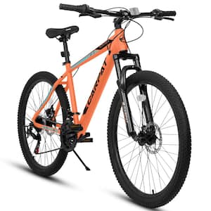 26 in. Adult Mountain Bike with Aluminum Frame Shock and 21-Speed Disc Brake in Full Orange