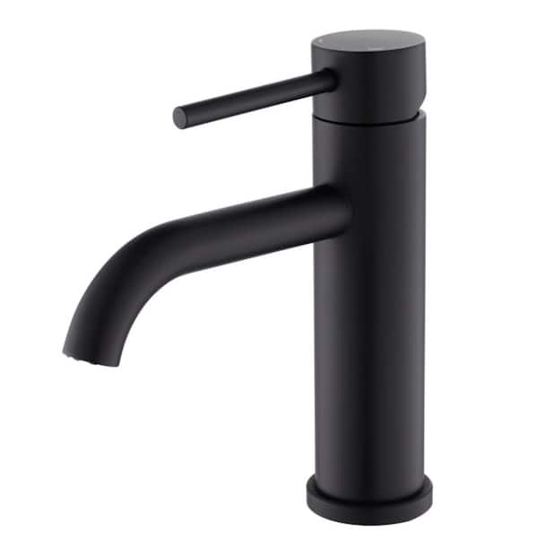 Single Handle Single Hole Bathroom Faucet with Drain in Matte Black
