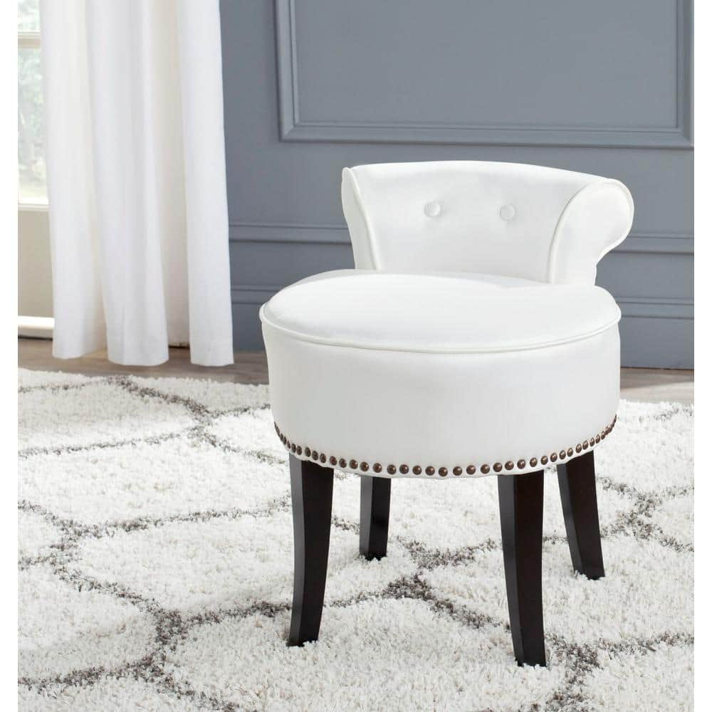 Safavieh Georgia White Poly Cotton Vanity Stool Mcr4546t The Home Depot