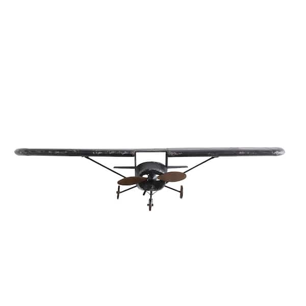 Storied Home Metal Distressed Black Plane Wall Decor