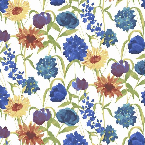 Graham & Brown 56 sq. ft. Summer Bloom Blue Wallpaper-DISCONTINUED