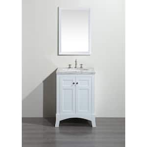 New York 24 in. W x 21.6 in. D x 32.6 in. H Bathroom Vanity in White with White Carrara Marble Top with White Sink