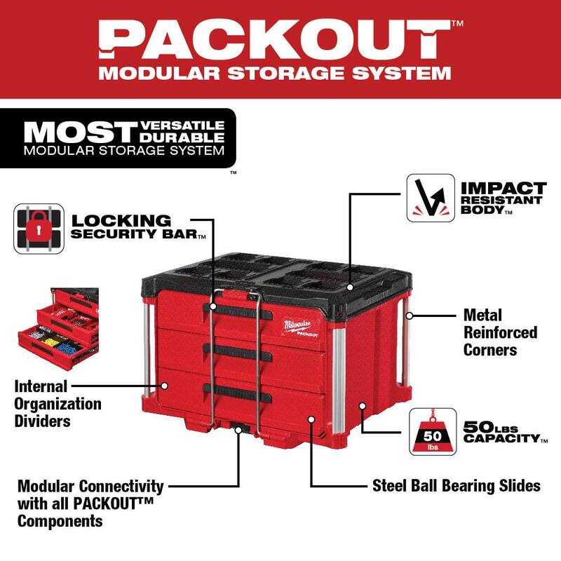 PACKOUT 22 in. Modular 3-Drawer Tool Box with Metal Reinforced Corners