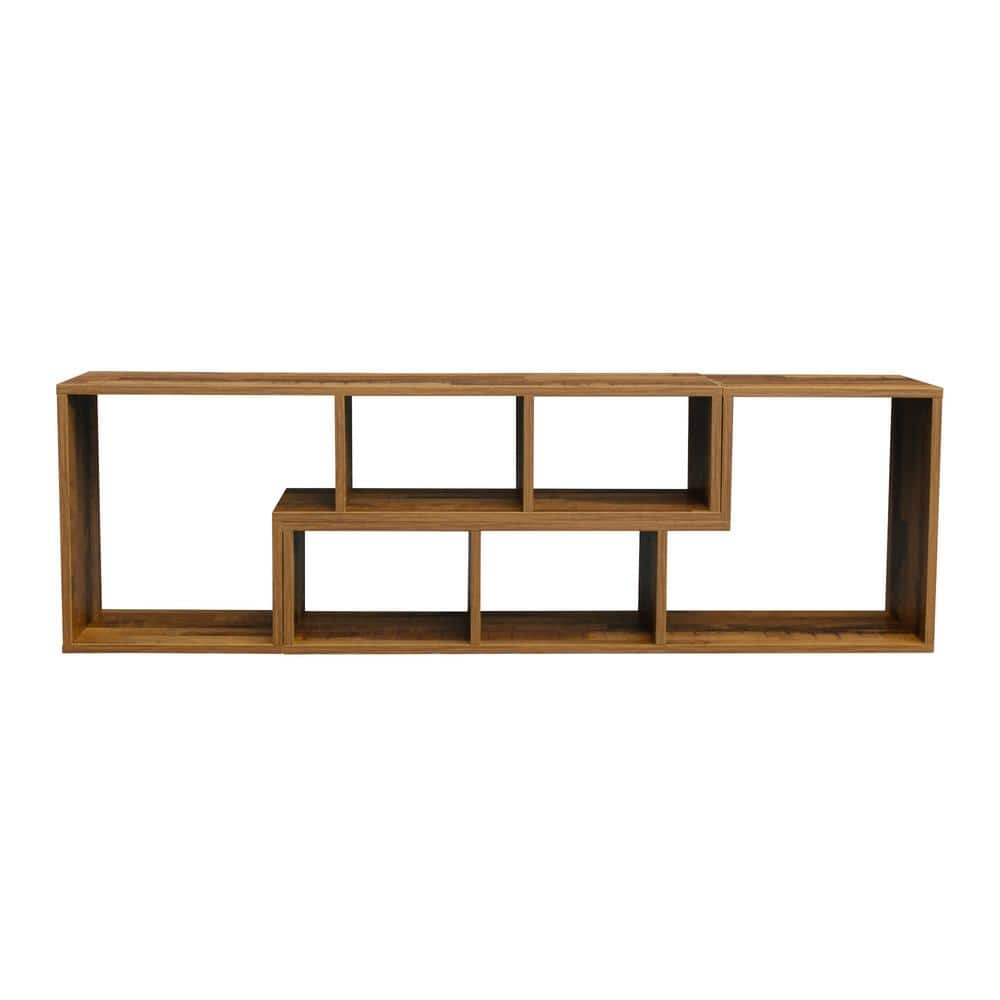41.34 in. W Oak Double L-Shaped TV Stand Fits TVs up to 55 in. TV