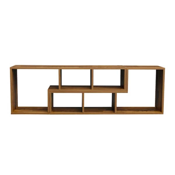 Unbranded 41.34 in. W Oak Double L-Shaped TV Stand Fits TV's up to 55 in. TV